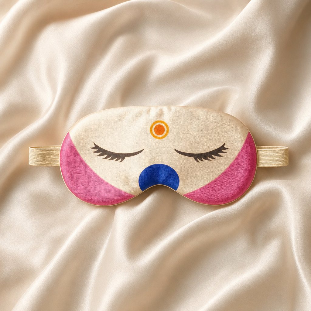 PINK CALM eye mask on champagne silk
