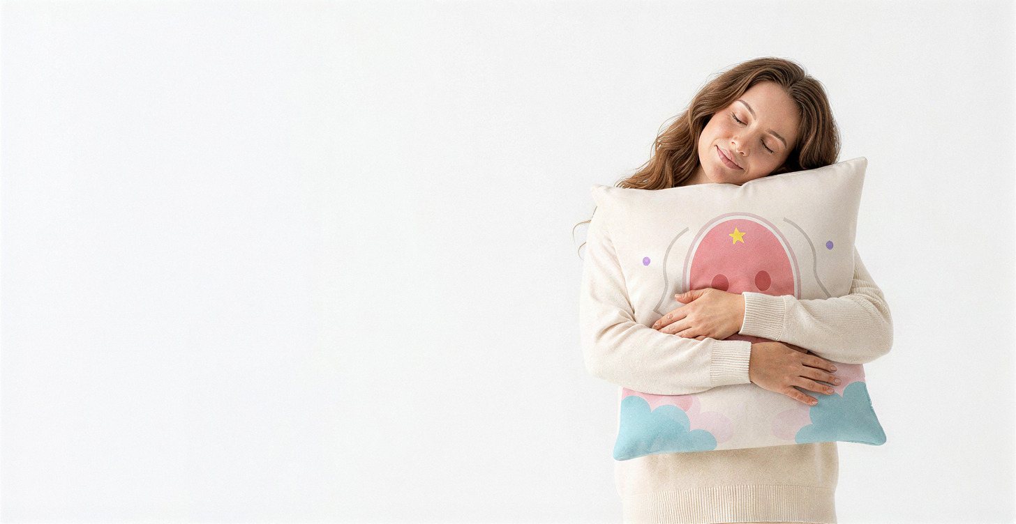 Woman hugging the Zeøna Aura Pillow