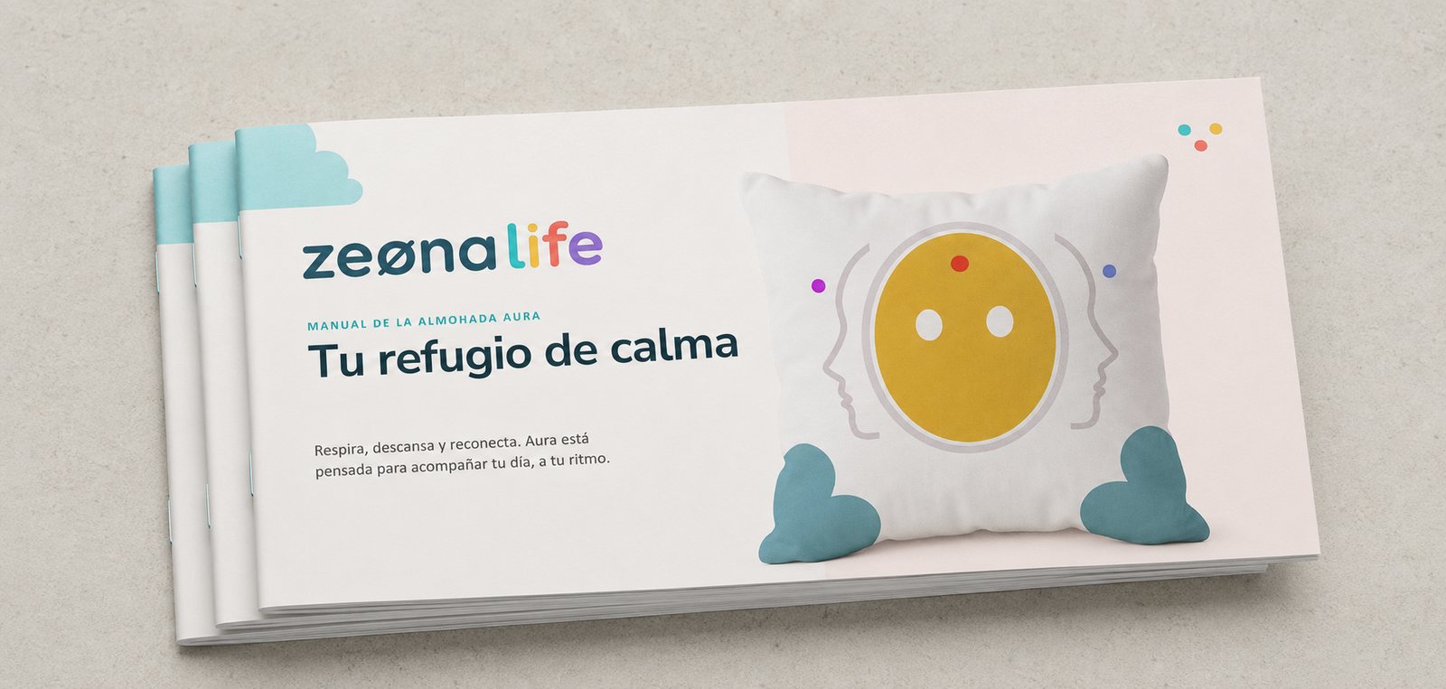 Printed manual of the Aura Pillow with its guided rituals